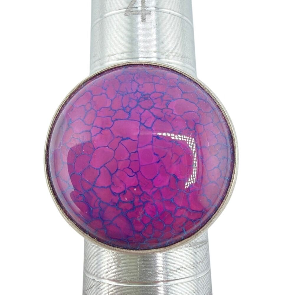 Vibrant Purple Blue Dragon Vein Agate 925 Sterling Silver Ring Size 6